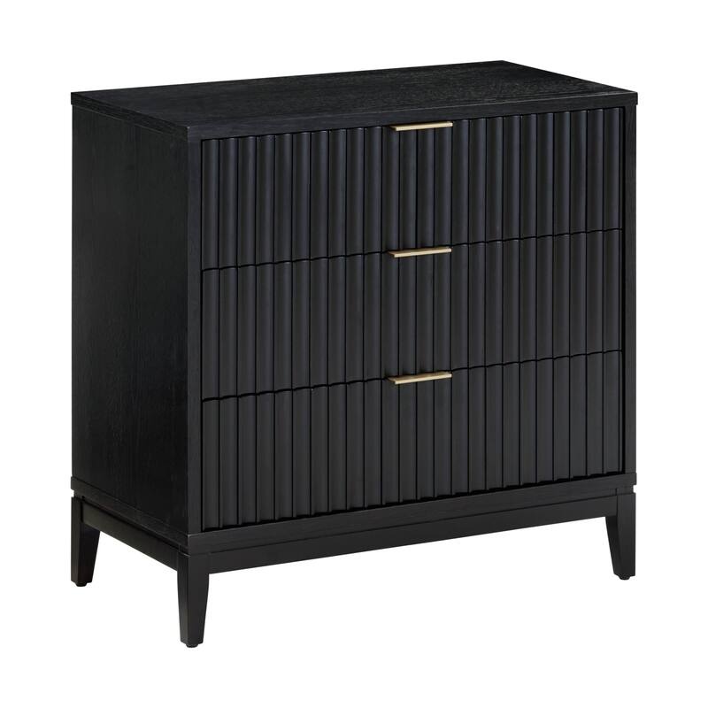 Jasper Mid-Century Modern 3-Drawer Dresser with Solid Wood Frame and Fluted Door Fronts