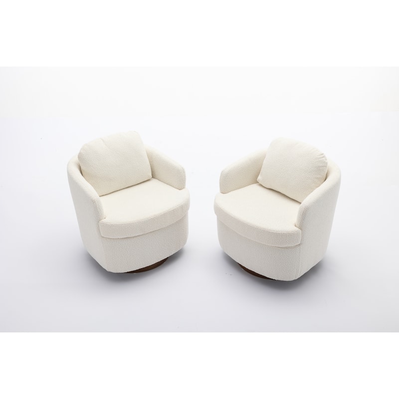 30.3" Swivel Accent Chair with Wood Base