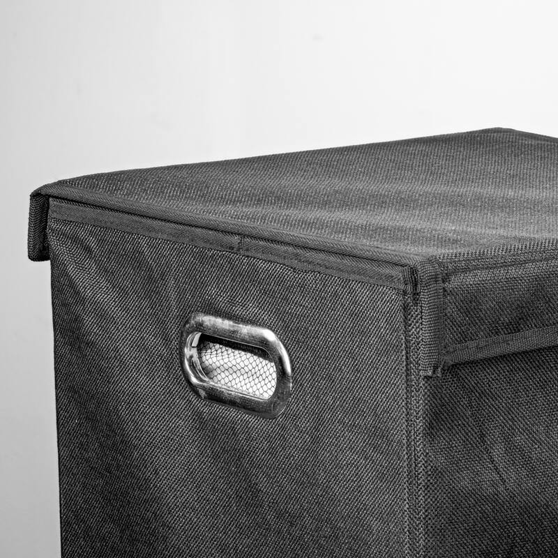 American Art Decor Collapsible Laundry Hamper with Removable Liners and Magnetic Lid - Black (25.5" x 15")