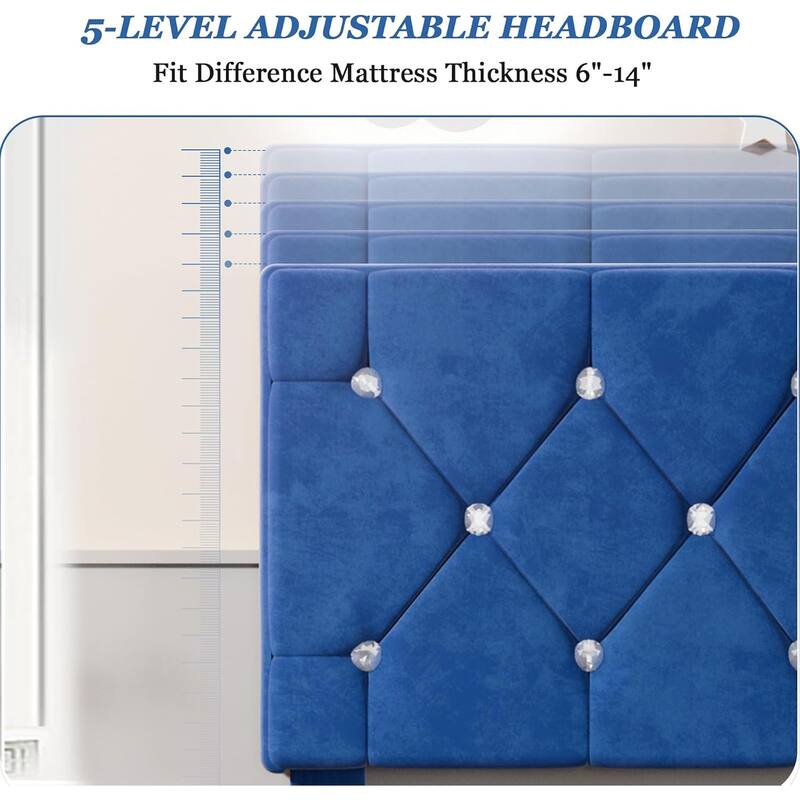 VECELO Upholstered Kids Bed Frame with Diamond Tufted Headoard,Twin Size Bed Set of 2