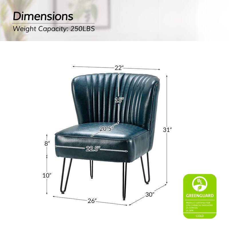 Donia Modern Faux Leather Armless Wingback Side Chair with Metal Legs Set of 2 by HULALA HOME