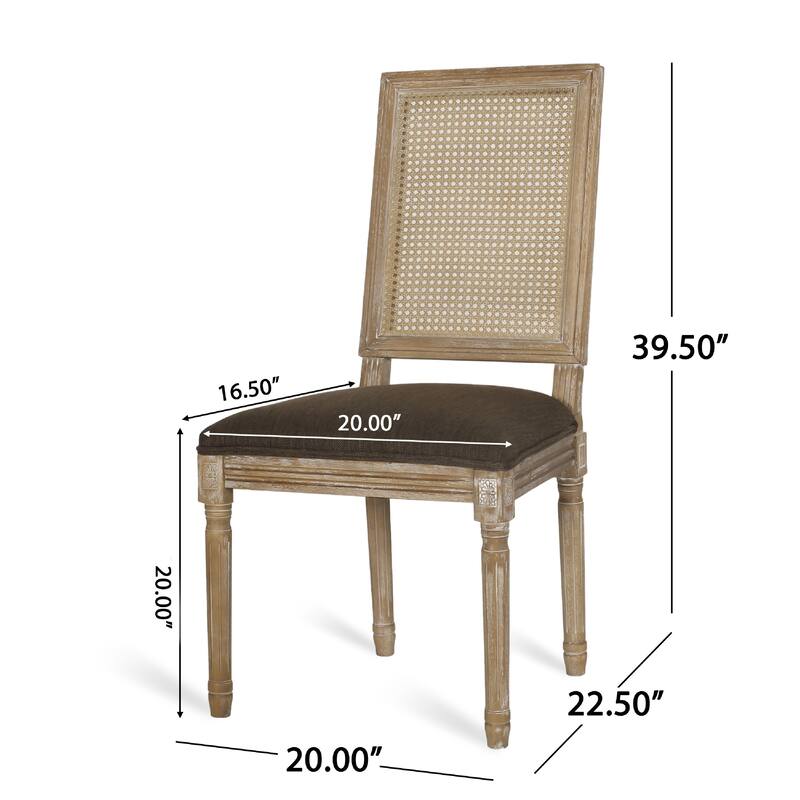 Viba Dining Chair Set of 2, Cane Dark and Light Weathered Brown Wood