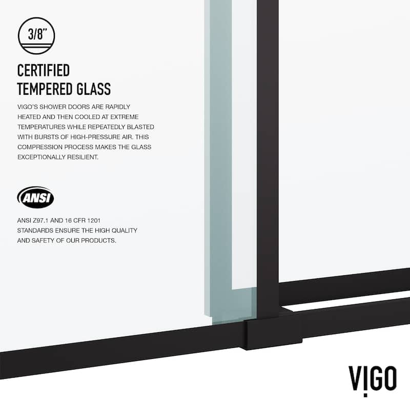 Vigo VG6041GCL7274 Elan 68" to 72" W x 74" H Sliding Frameless Shower