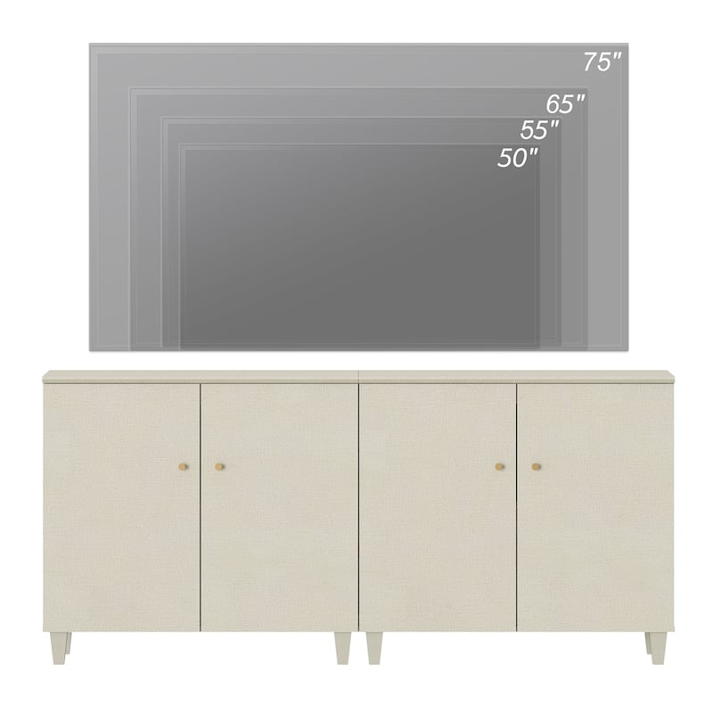 WAMPAT Wide TV Stand Cabinet, Entertainment Center with Doors, 32.4"H