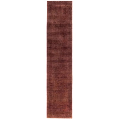 Overdyed One-of-a-Kind Hand-Knotted Runner Rug - Pink - 2' 6" x 11' 10"