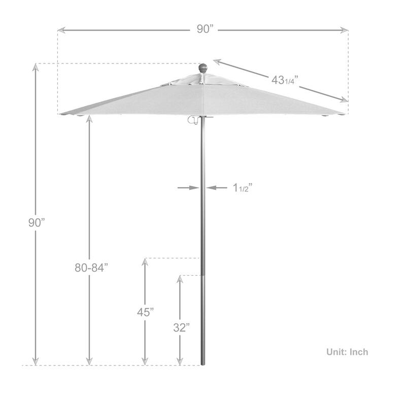 California Umbrella 7.5' Rd. Aluminum Frame, Fiberglass Rib Market Umbrella, Push Open,Anodized Silver Finish, Pacifica Fabric