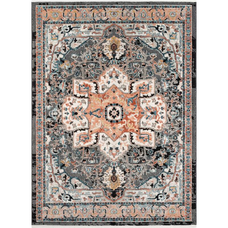Well Woven Indira Minos Vintage Bohemian Oriental Floral Area Rug - 5' 3" x 7' 3" - Black - Rectangle