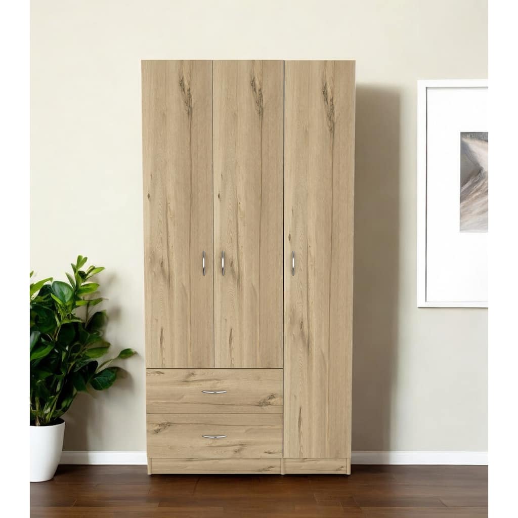 HomeRoots 35" Oak Two Drawer Combo Dresser