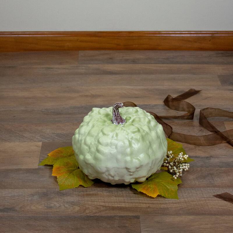 7.5" Light Green Textured Gourd Autumn Table Decoration