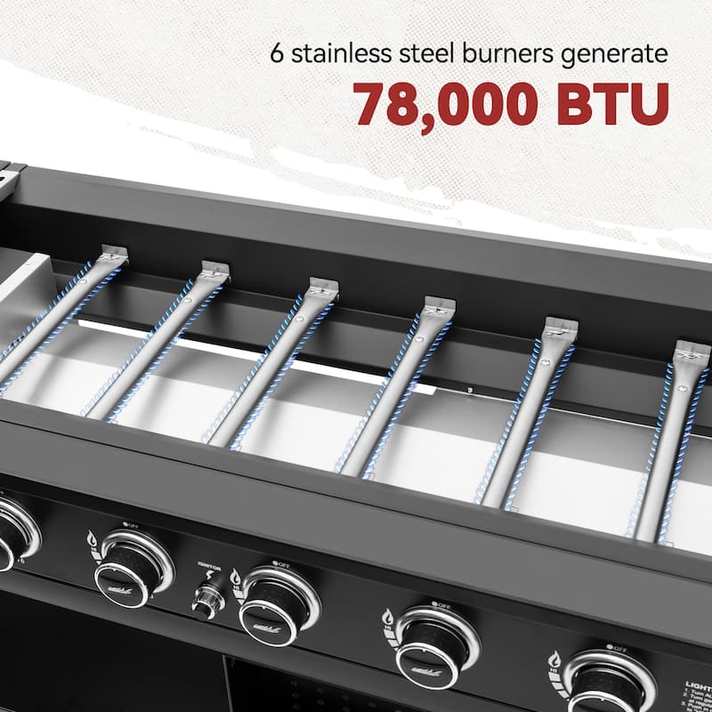 Royal Gourmet GB6000 44-Inch Black 6-Burner Flat Top Gas Grill Griddle