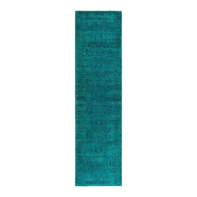 Contemporary Overdyed Wool Hand Knotted Runner - 2' 6" x 9' 6"