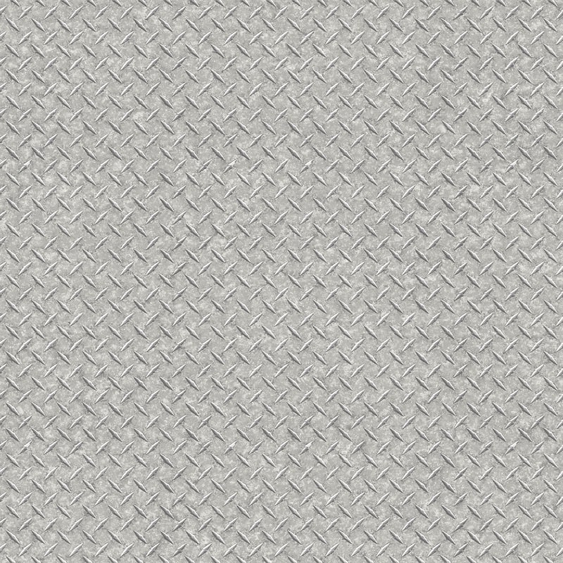 Galerie Wallcoverings Nostalgie Collection Diamond Plate Non-woven Metallic Wallpaper Roll - 33 feet x 21 inches - Silver