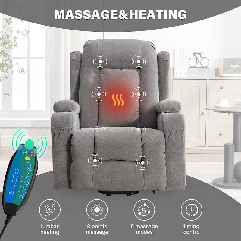 Modern Power Lift Recliner Chair w/Massage & Heat, Infinite Position