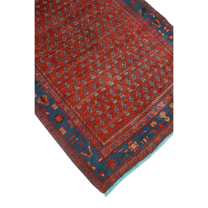 Fine Vintage Distressed Hashem Red/Blue Runner - 3'6" x 16'8"