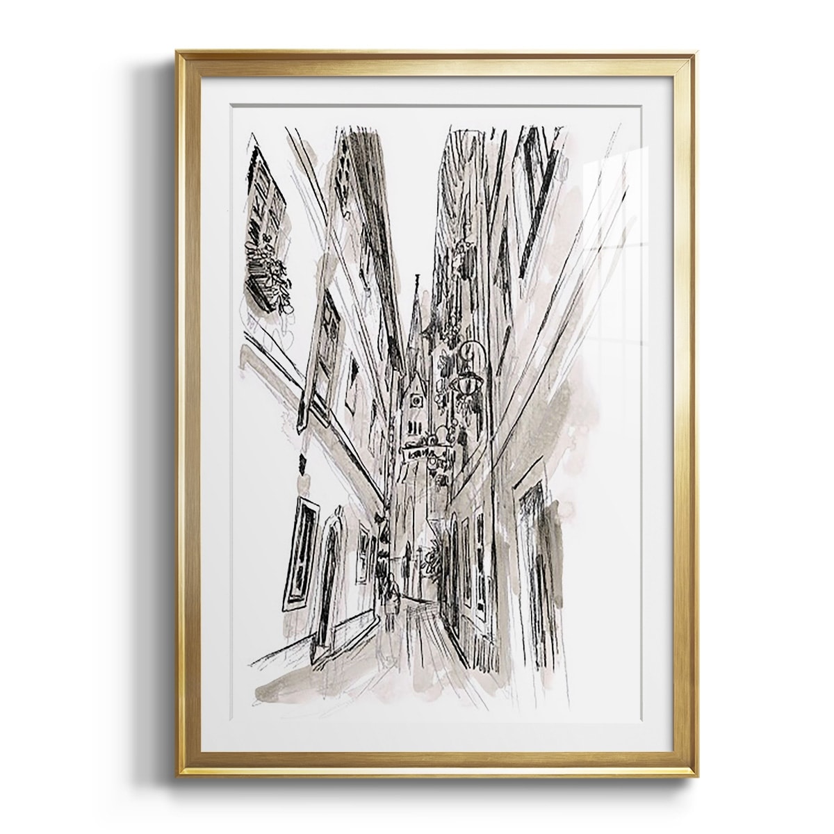 Europe Street Sketches III Premium Framed Print - Ready to Hang