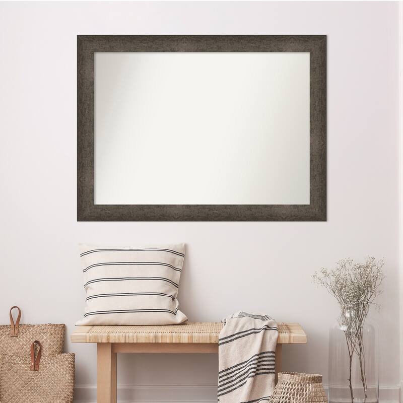 Dappled Non-Beveled Wood Framed Wall Mirror