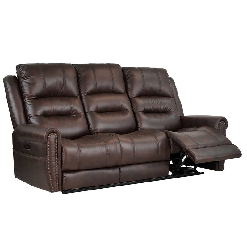 81.5" Width Power Reclining Sofa With Adjustable Headrest and Dropdown Center Table with Cup Holders - 3 Seats