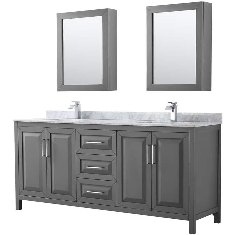 Wyndham Collection Daria 80" Free Standing Double Vanity Set with MDF