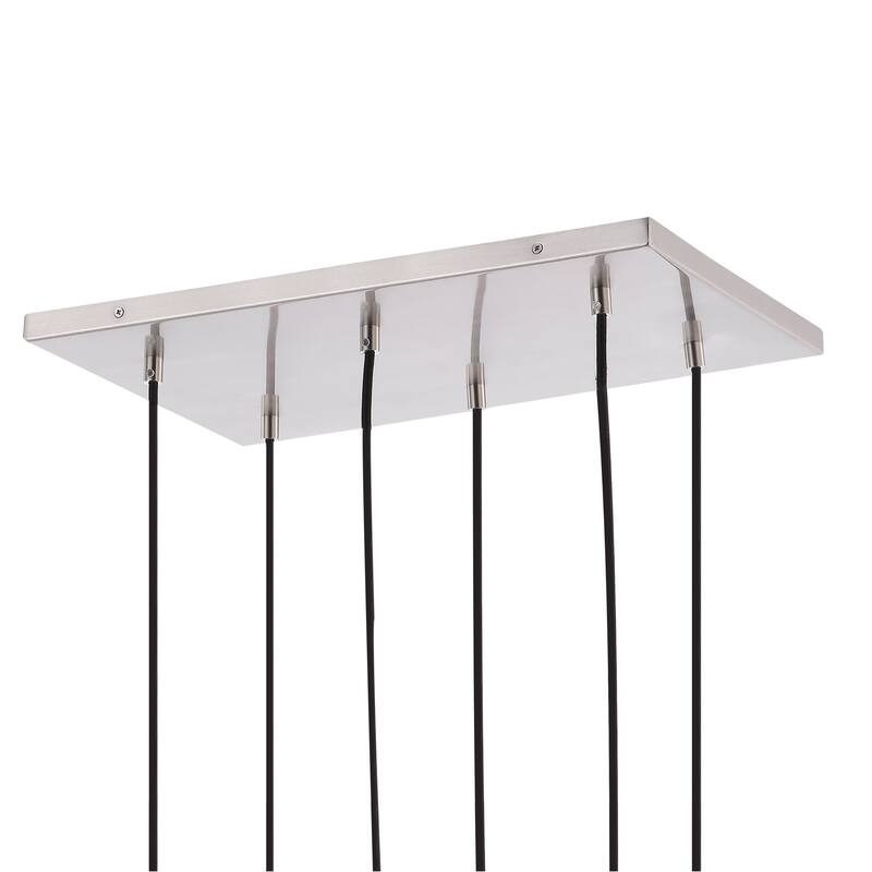 Cooper 18.88" 6-Light Bohemian Farmhouse Iron/Glass Cluster LED Pendant, Nickel/Champagne by JONATHAN Y