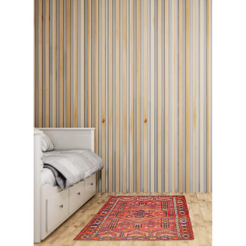 ECARPETGALLERY Hand-knotted Andelz Red Wool Rug - 4'3 x 6'5