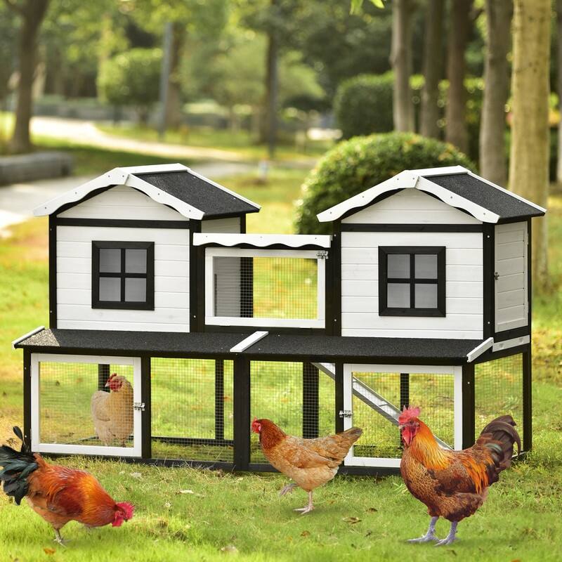 Large Luxury Rabbit Hutch, Chicken Coop with Wavy Roof Decorative Strip ...