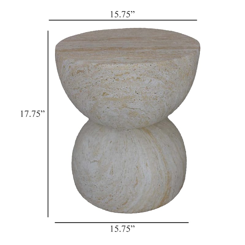 Archi Plant Stand Table, Rounded Design Marbled White Resin 18 Inch