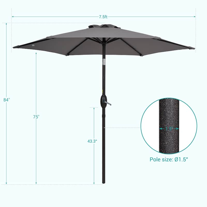 Bonosuki 7.5-foot Waterproof Sunshade Canopy Patio Umbrella