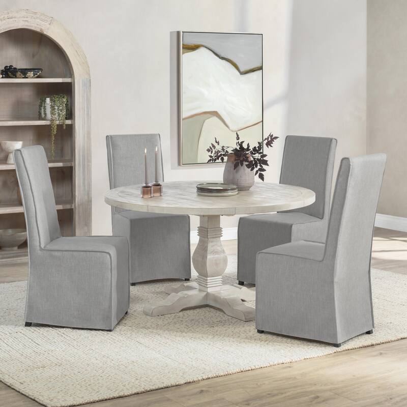 Quincy 55" Round Dining Table in Nordic Ivory by Kosas Home