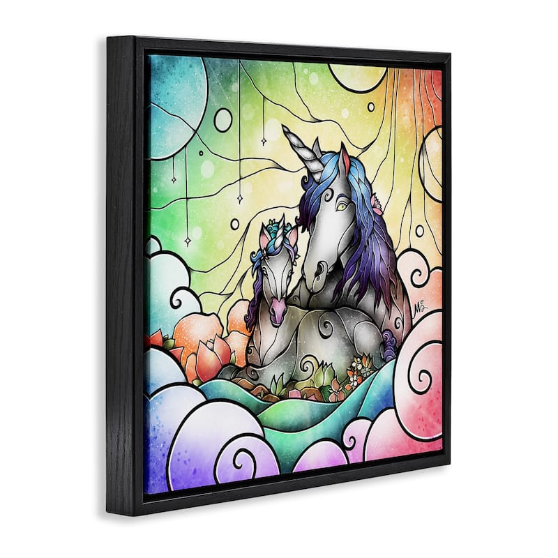 Stupell Deco Style Unicorns Framed Floater Canvas Wall Art Design By Mandie Manzano