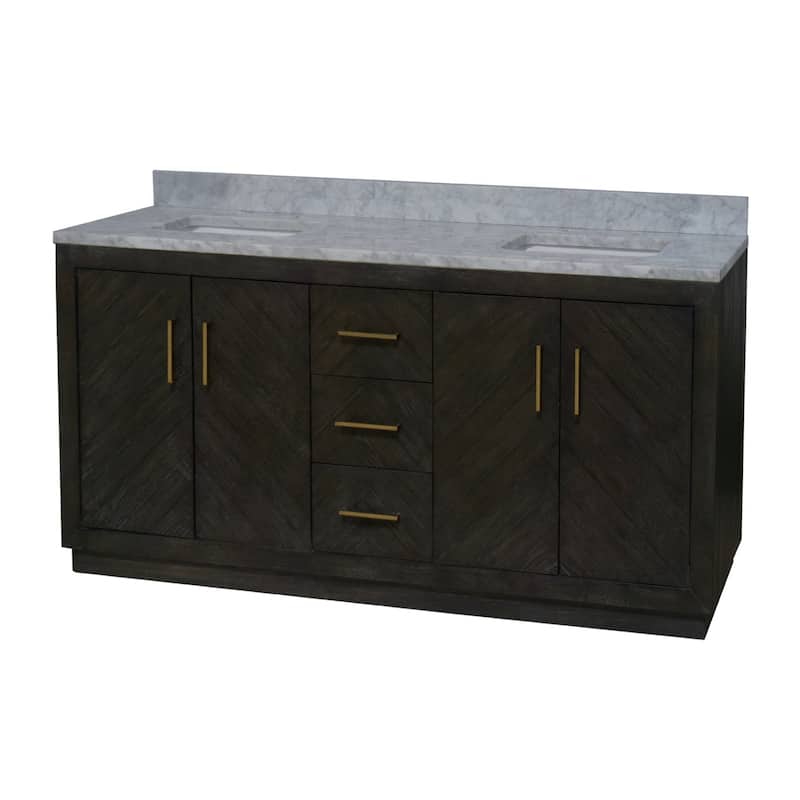 KitchenBathCollection Peyton 72" Double Bathroom Vanity with Carrara Marble Top