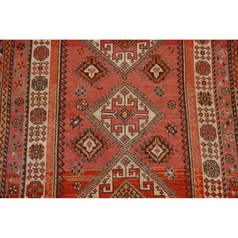 Hand Knotted Oriental 100% Wool Carpet Traditional Tribal Pink Qashqai Area Rug - 7' 10'' X 4' 10''