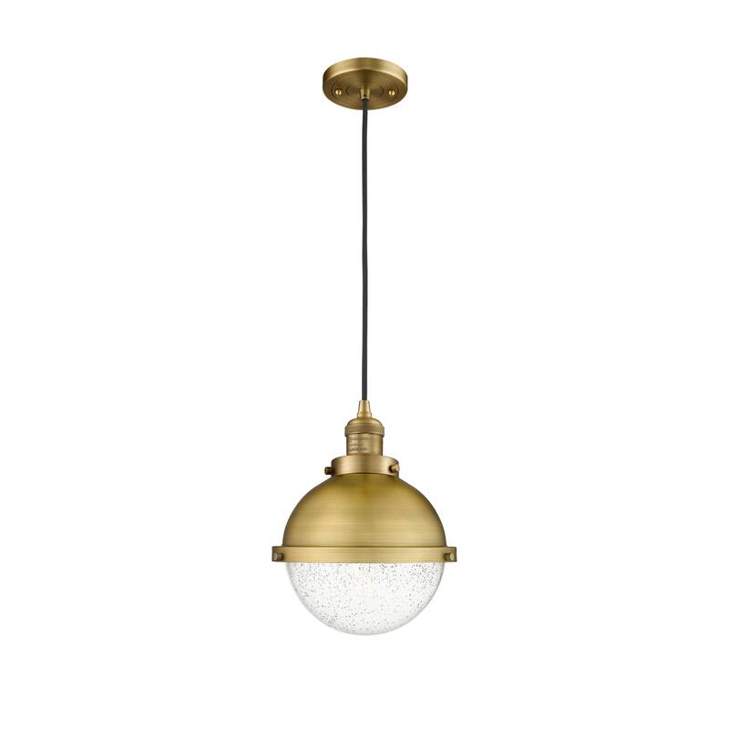 Innovations Lighting Franklin Restoration Hampden 1 Light 9" Cord Hung Mini Pendant - Brushed Brass/Seedy