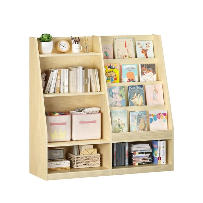 Kids Wooden Bookshelf and Toy Storage Organizer with 4-Tier Shelves