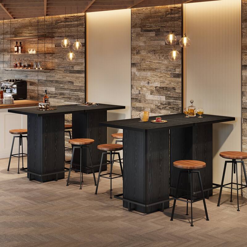 High Wood Bar Table, Bistro Pub Table, Dining Coffee Cocktail Living Room Accent Pub Desk