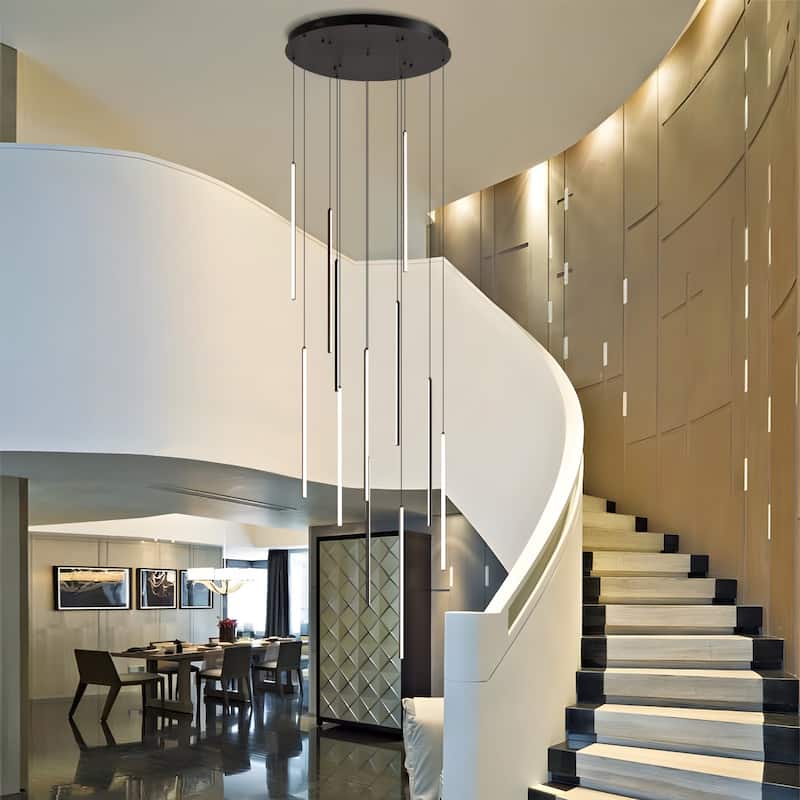 Contemporary Touch LED Drop Integrated Stairway Lighting Chandelier - 8 Lights
