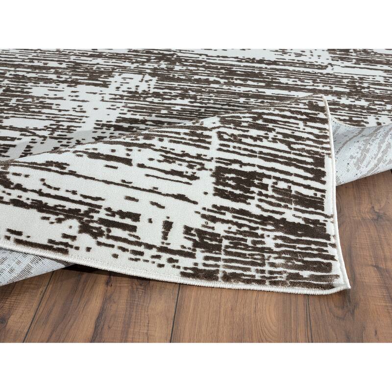 Abani Aspen Collection Contemporary Beige Grid Area Rug