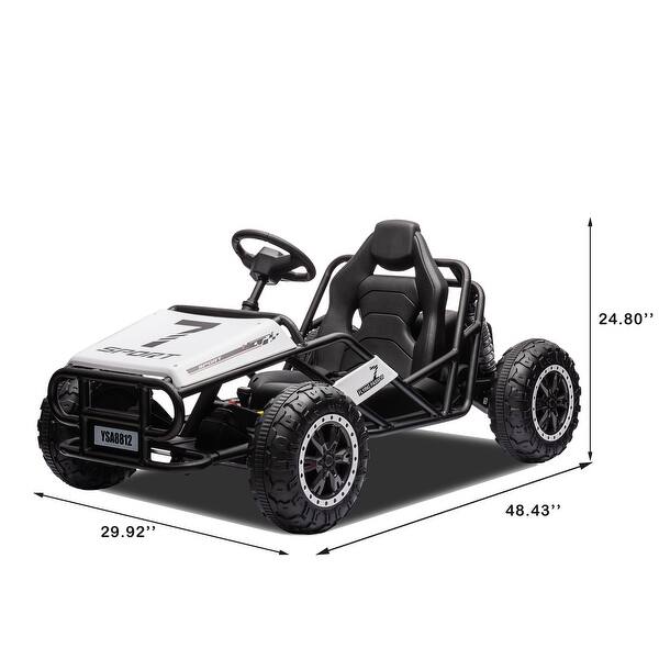dimension image slide 0 of 3, Electric Go-Kart 24V Ride-On for Kids 6+, 6MPH, 200W Motors, Off-Road, Shock Absorbers, High/Low Speed, Wide Seat