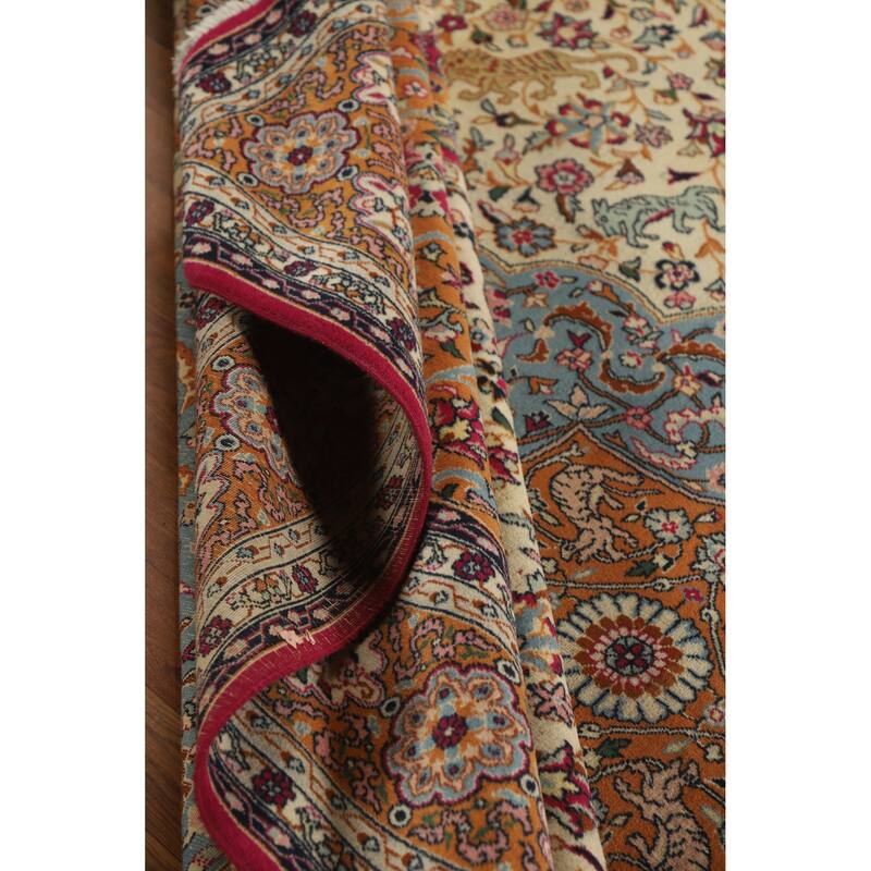 Hand Knotted Oriental 100% Wool Carpet Traditional Floral Beige & Ivories Tabriz Area Rug - 12' 3'' X 8' 1''