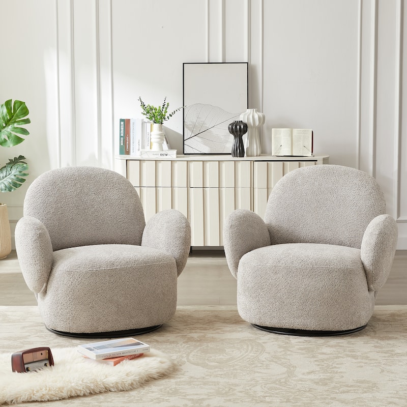 Uphosltered Swivel Accent Chair with Armrest