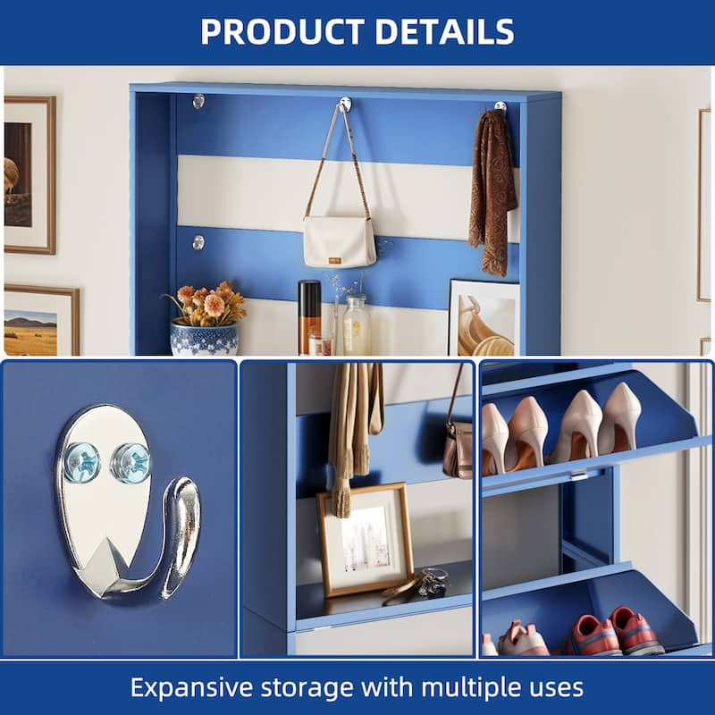 Moasis 3-Drawer Flip-Down Shoe Storage Cabinet, Wall-Mounted Metal Organizer