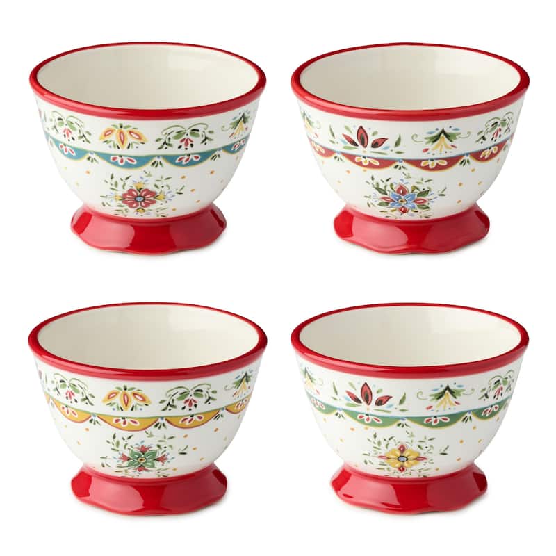 Certified International Provence 5.25" Ice Cream/Dessert Bowls,Set of 4 Assorted Designs - 5.25'' W x 5.25'' D x 3.75'' H