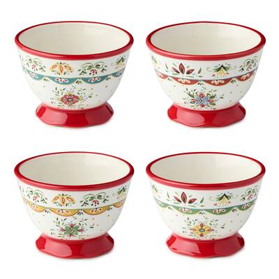 Certified International Provence 5.25" Ice Cream/Dessert Bowls,Set of 4 Assorted Designs - 5.25'' W x 5.25'' D x 3.75'' H