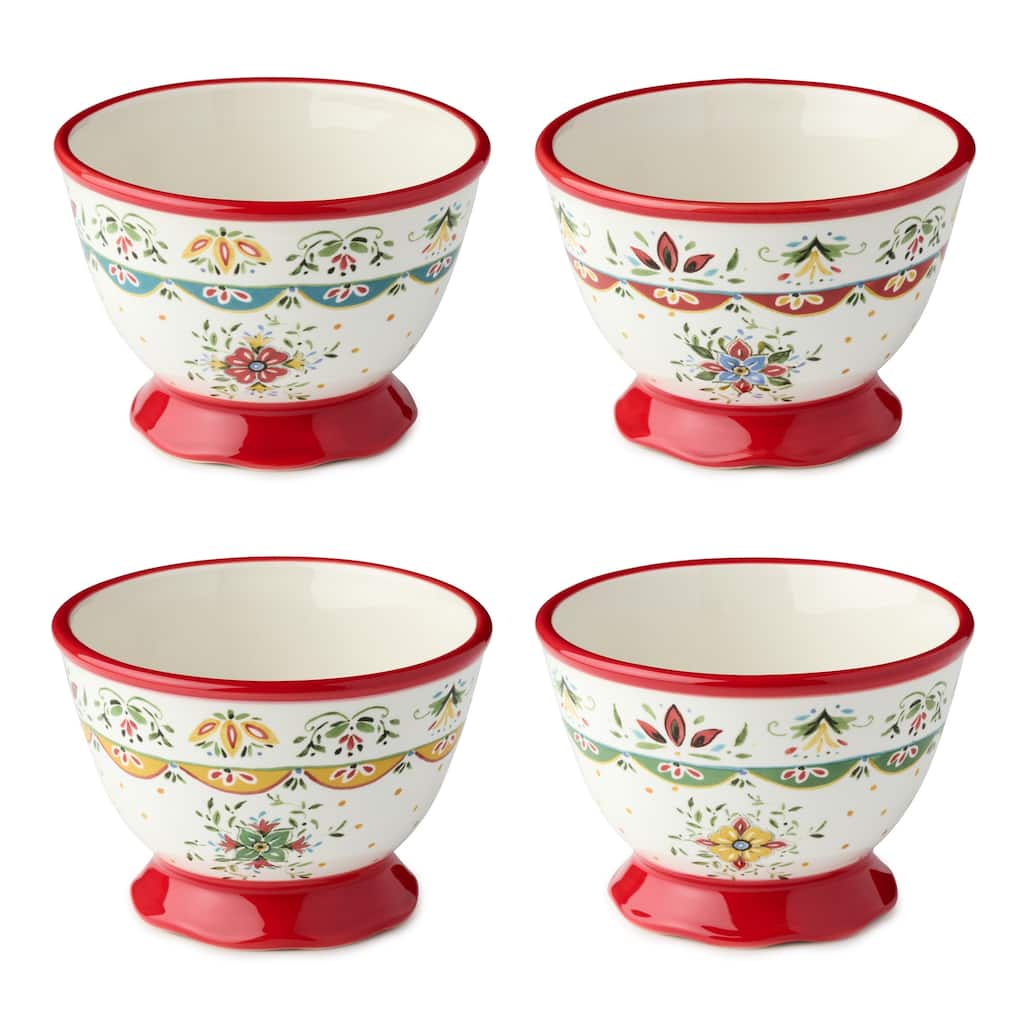 Certified International Provence 5.25" Ice Cream/Dessert Bowls,Set of 4 Assorted Designs - 5.25'' W x 5.25'' D x 3.75'' H