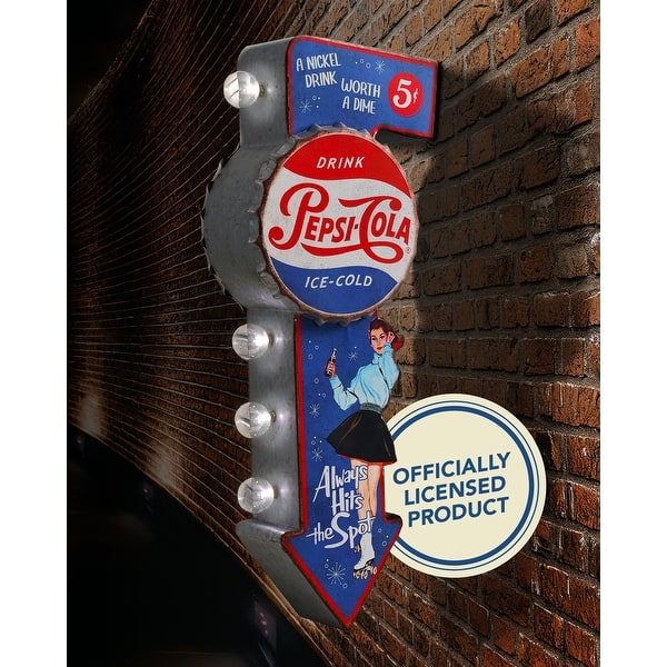 slide 2 of 8, Pepsi-Cola Vintage Double-Sided LED Bottle Plaque 25" Retro Soda Light Up Wall Decor for Bar Garage Game Room Man Cave 25"