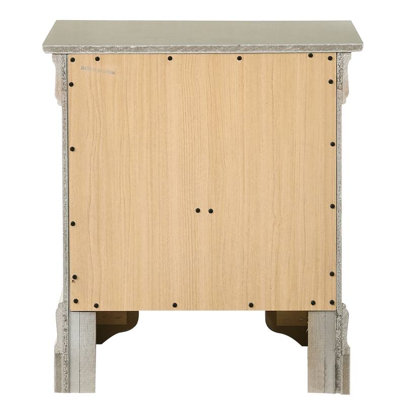 Silver Champagne Nightstand 24x22x16 with One Drawer, Compact Bedside Table for Storage and Sleek Elegant Bedroom Decor