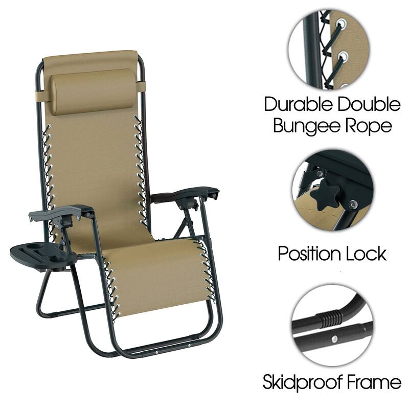 Hastings Home Set of 2 Zero Gravity Chairs - 63.5" x 25" x 43"