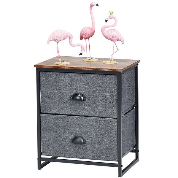 Shop Metal Frame Nightstand Side Table Storage With 2 Drawers Overstock 30088743 Black