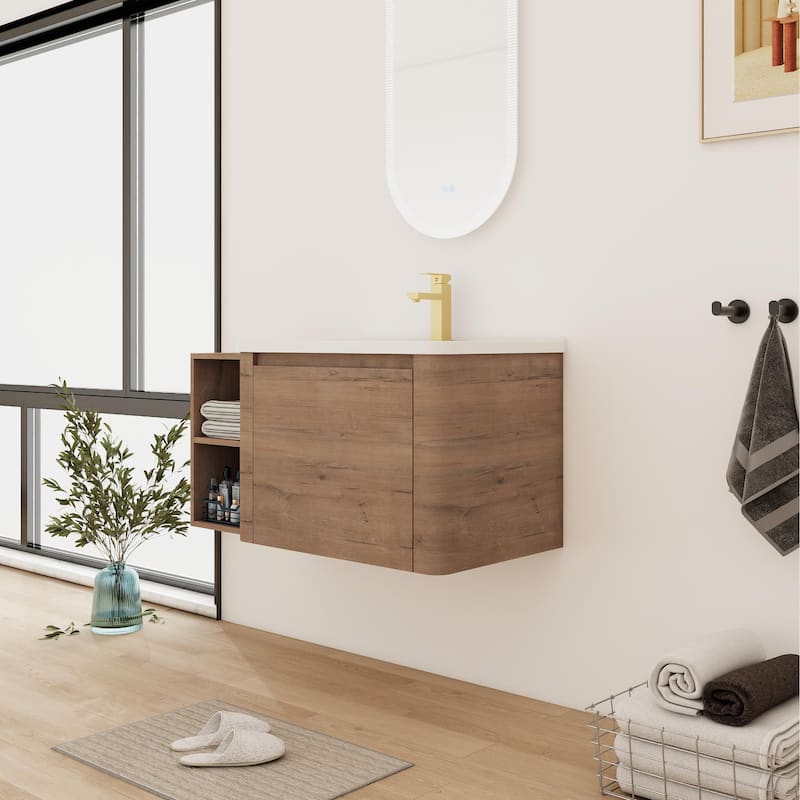 Bathroom Vanity With Sink In 24/28/36/40/60/68 Inch, Floating Bathroom Vanity With Soft Close Door