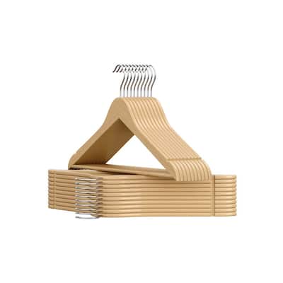 Birch Wood Hangers with Metal Hooks, Slim Design, and 360 Swivel