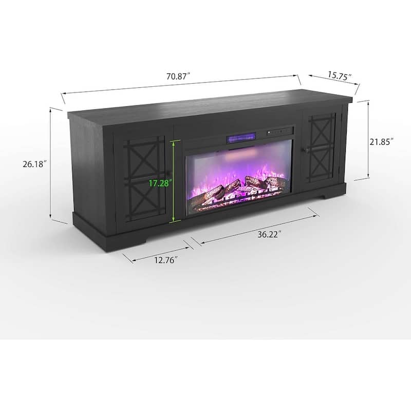 70" Fireplace TV Stand with 36" Remote, Up to 80"